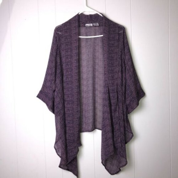 unit womans Tops - Units Woman M Top Cardigan Sheer Draped Open Front 3/4 Sleeve Asymmetric Blouse
